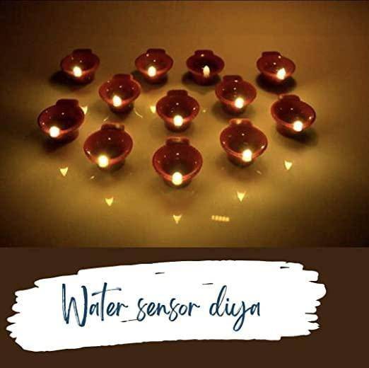 LED LIGHT WATER SENSOR DIYAS WITH AMBIENT LIGHTS (Pack of 6/12/18/24)